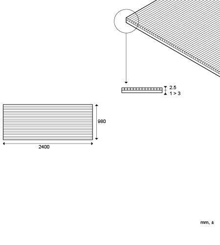 <p>Panel one-sided for cladding, standard dimensions and build-up</p>
