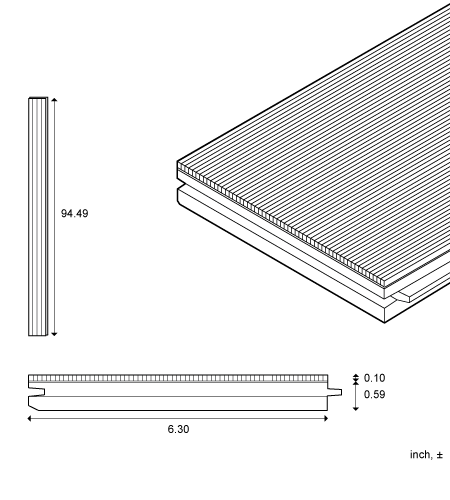 Plank for wall and ceiling, standard dimensions and build-up