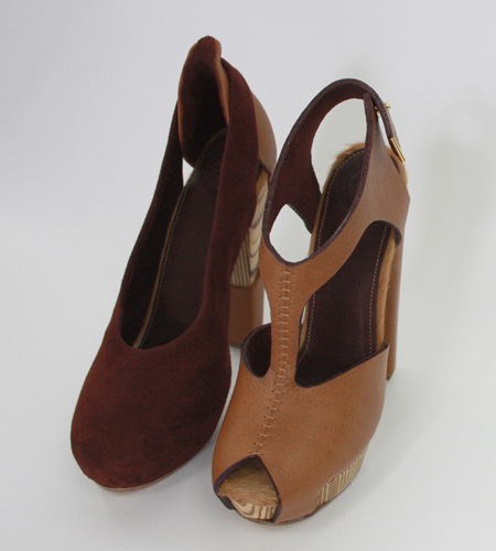 Plexwood® Molly Pryke fabulous reverse birch scrap plywood high heel one of a kind designer shoes