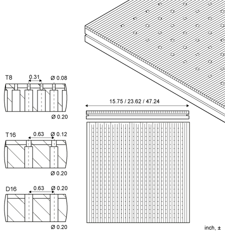 <p> Acoustic - Tile for wall and ceiling, standard dimensions and build-up</p>