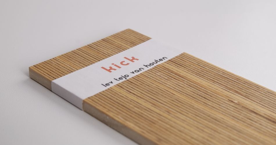 Plexwood® Van Houten family unconventional wooden baby birth announcement card
